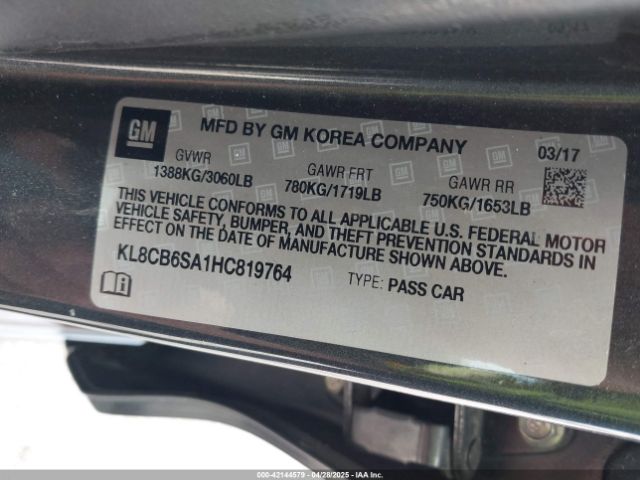 KL8CB6SA1HC819764 Chevrolet Spark Ls Cvt