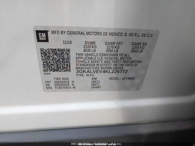 Продаж на аукціоні авто 2019 Gmc Terrain Slt, vin: 3GKALVEV4KL225772, номер лоту: 42144582