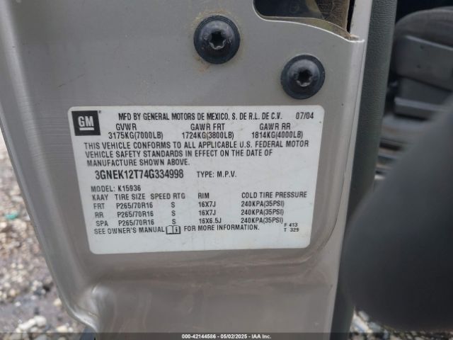 2004 CHEVROLET AVALANCHE 1500 3GNEK12T74G334998 Photo 8