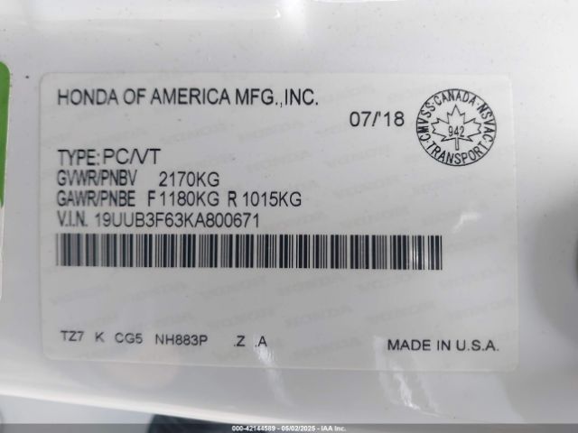 2019 ACURA TLX 19UUB3F63KA800671 Photo 8