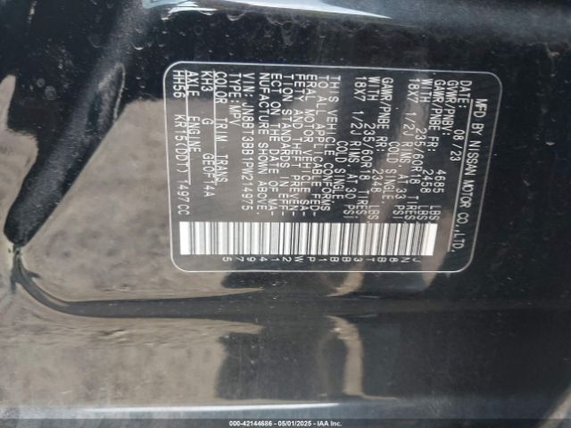 JN8BT3BB1PW214975 Nissan Rogue Sv Intelligent Awd