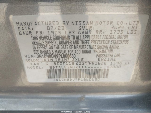 3N1CN8DV9PL860630 Nissan 2023
