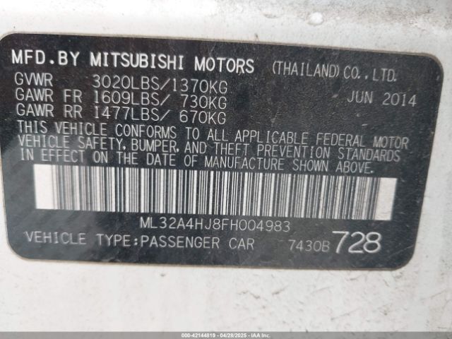 ML32A4HJ8FH004983 Mitsubishi MIRAGE ES