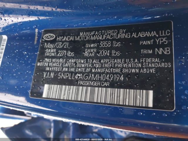 5NPLL4AG7MH049194 Hyundai ELANTRA SE