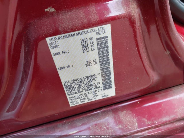 Nissan Altima 2.5 Sv 2015 1N4AL3AP1FC116023 Image 9