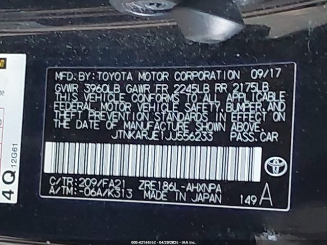 JTNKARJE1JJ556233 Toyota COROLLA IM