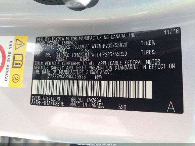 2T2ZZMCA8HC045936 Lexus Rx 350 F Sport