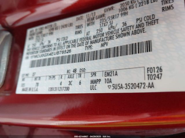 1FMCU0GX4EUB78526 Ford ESCAPE SE