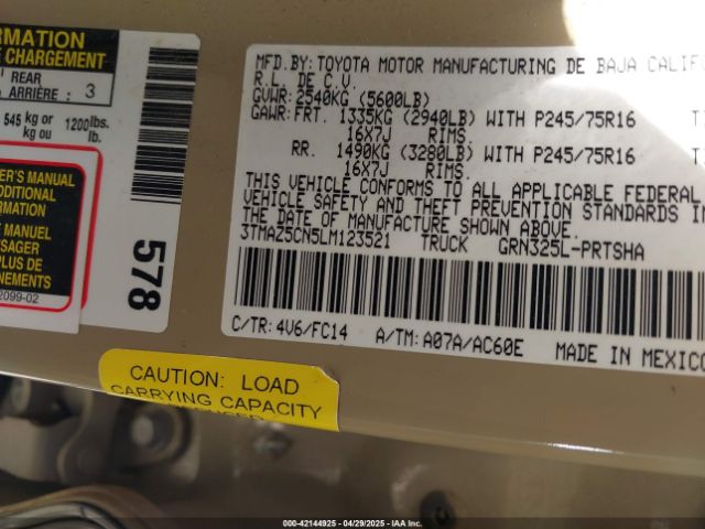 3TMAZ5CN5LM123521 Toyota Tacoma Sr5 V6