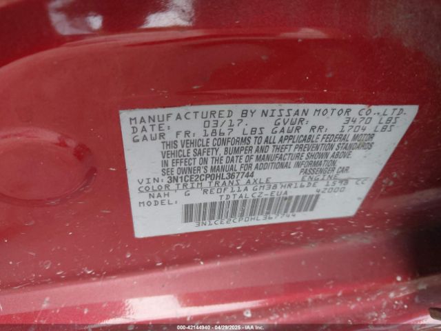 3N1CE2CP0HL367744 Nissan Versa Note S Plus