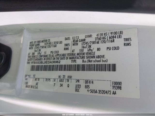 1FBSS3BL5EDA36962 Ford E-350 Super Duty Xl