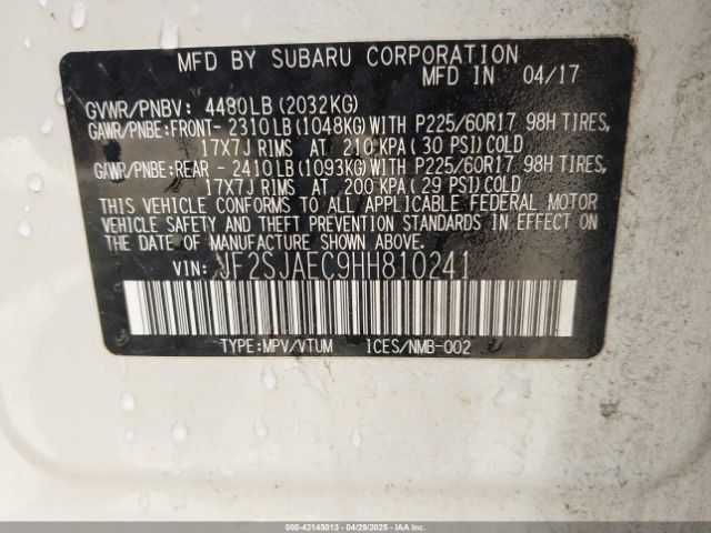 2017 SUBARU FORESTER JF2SJAEC9HH810241 Photo 8