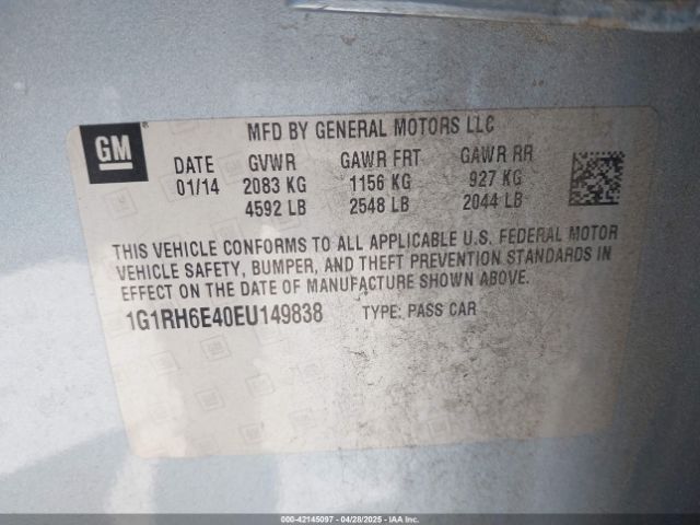 1G1RH6E40EU149838 Chevrolet Volt