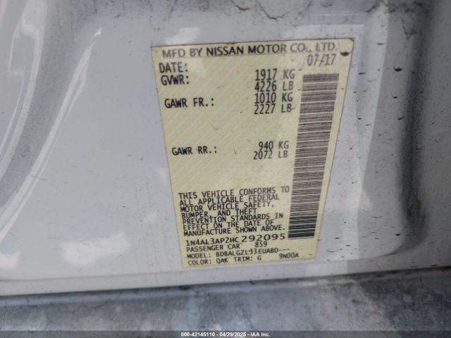 1N4AL3AP2HC292095 Nissan Altima 2.5 S