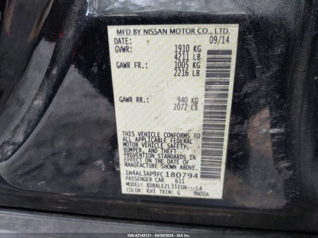 1N4AL3AP9FC180794 Nissan Altima 2.5 S
