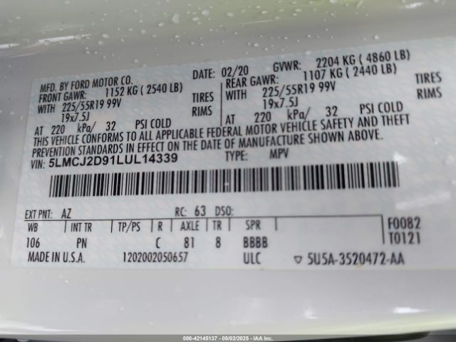 2020 LINCOLN CORSAIR 5LMCJ2D91LUL14339 Photo 8