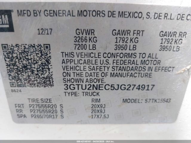 3GTU2NEC5JG274917 GMC Sierra 1500 Slt