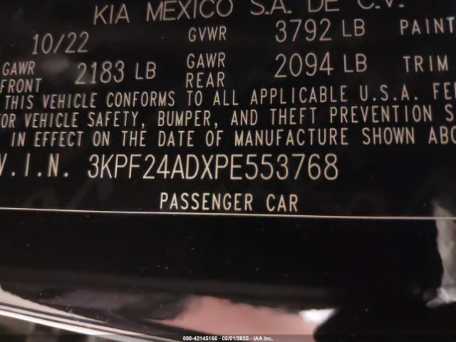 3KPF24ADXPE553768 KIA Forte Lxs