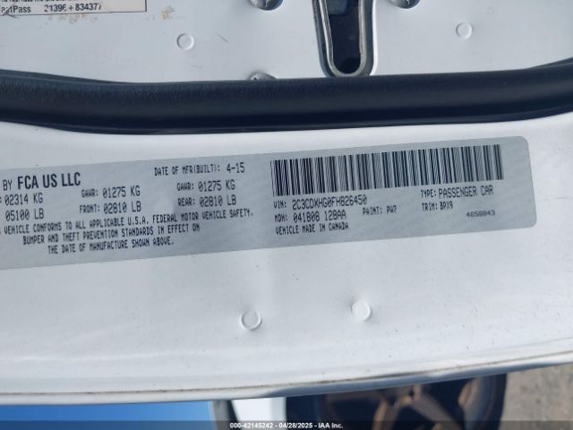 2C3CDXHG0FH826450 Dodge Charger Sxt