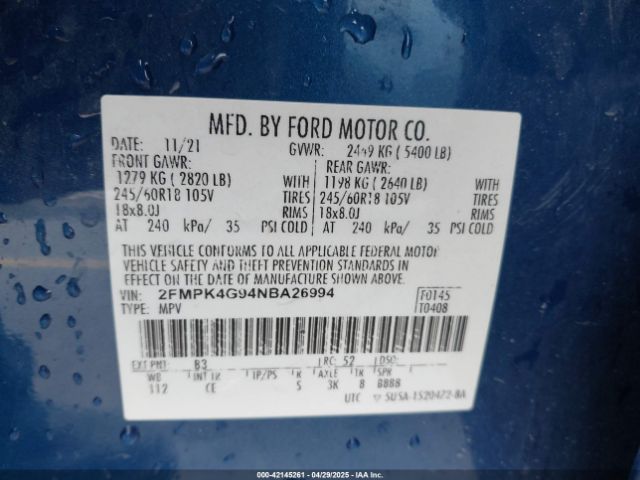2022 FORD EDGE 2FMPK4G94NBA26994 Photo 8