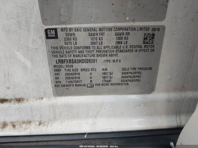 LRBFXBSA0HD026091 Buick Envision Essence