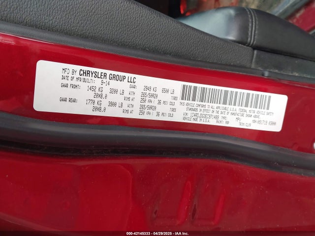 Dodge DURANGO LIMITED 2014 1C4RDJDG3EC971489 Image 9