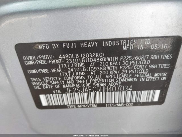 2017 SUBARU FORESTER JF2SJAEC5HH407034 Photo 8