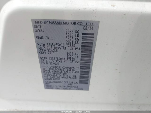 5N1AL0MM8EC551819 Infiniti QX60