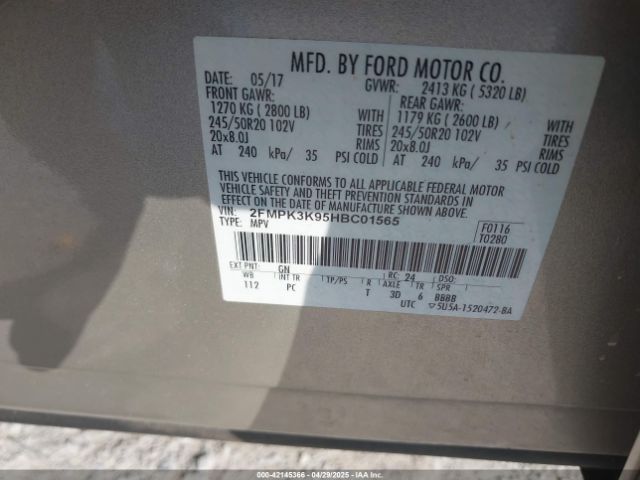 2FMPK3K95HBC01565 Ford Edge Titanium