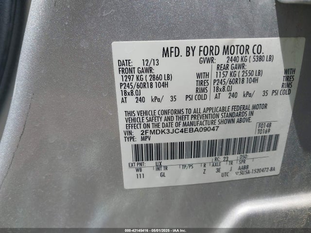 Ford EDGE SEL 2014 2FMDK3JC4EBA09047 Image 9