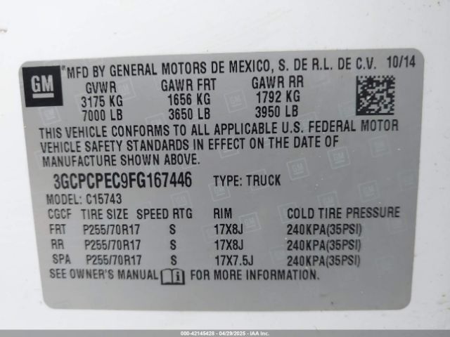 3GCPCPEC9FG167446 Chevrolet Silverado 1500 Ls