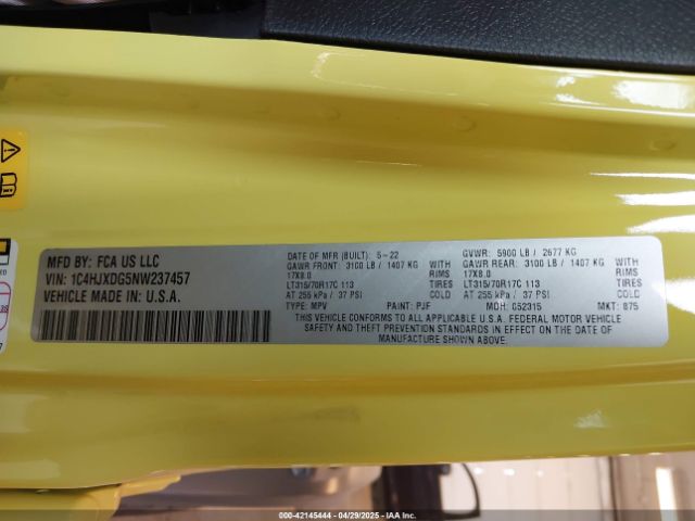2022 JEEP WRANGLER UNLIMITED 1C4HJXDG5NW237457 Photo 8