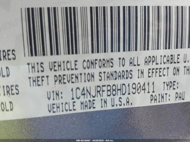1C4NJRFB8HD190411 Jeep Patriot Latitude 4x4