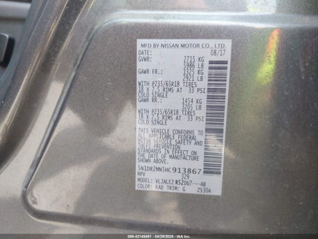 5N1DR2MN5HC913867 Nissan Pathfinder Sv