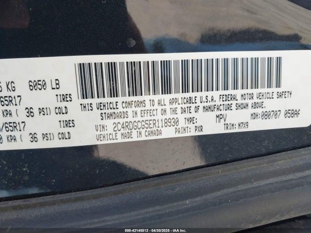 2C4RDGCG5ER118930 Dodge Grand Caravan Sxt