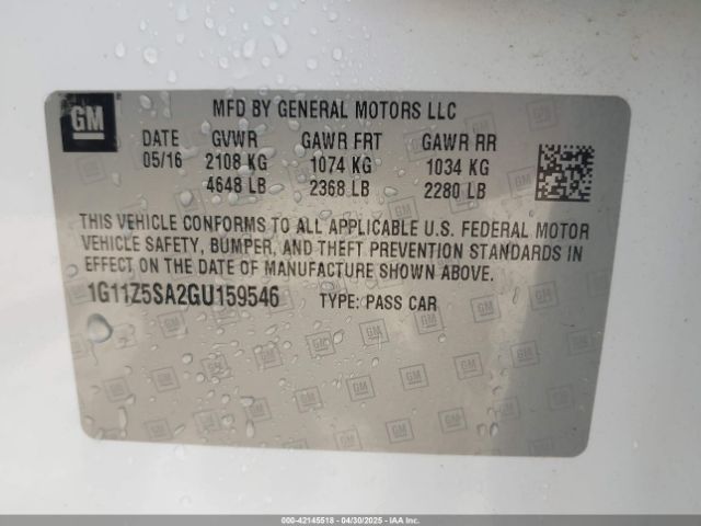 1G11Z5SA2GU159546 Chevrolet IMPALA LS
