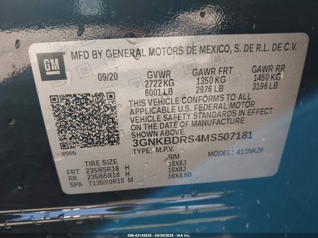 3GNKBDRS4MS507181 Chevrolet Blazer Fwd 3lt
