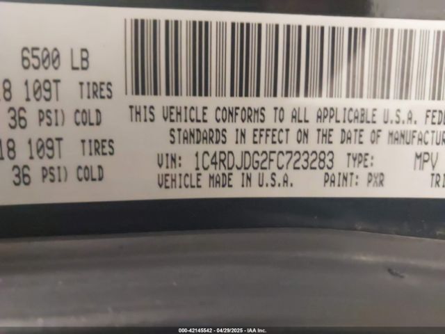 1C4RDJDG2FC723283 Dodge DURANGO LIMITED