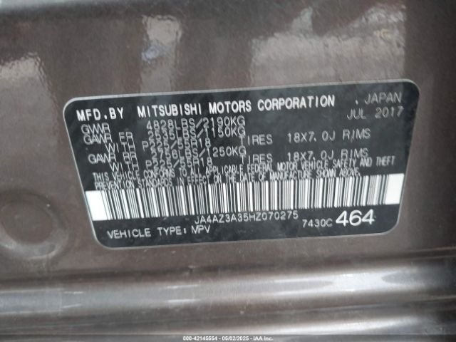 JA4AZ3A35HZ070275 Mitsubishi Outlander Sel