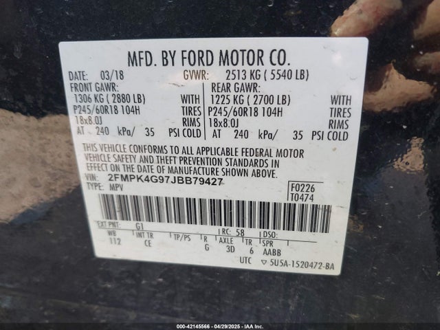 Ford EDGE SE 2018 2FMPK4G97JBB79427 Image 9