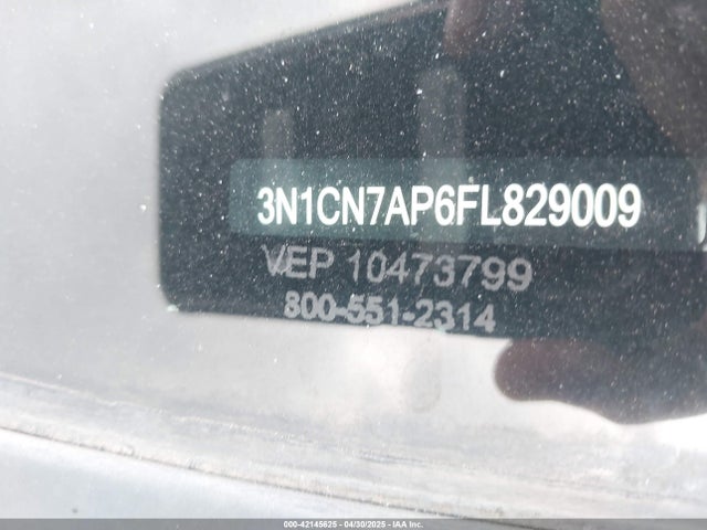 3N1CN7AP6FL829009 Nissan Versa 1.6 S+