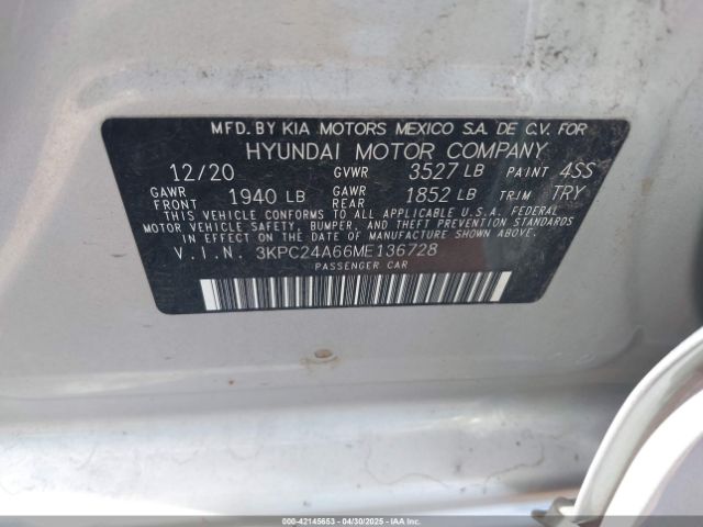 3KPC24A66ME136728 Hyundai Accent Sel