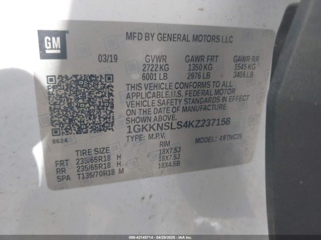 1GKKNSLS4KZ237158 GMC Acadia Sle-2