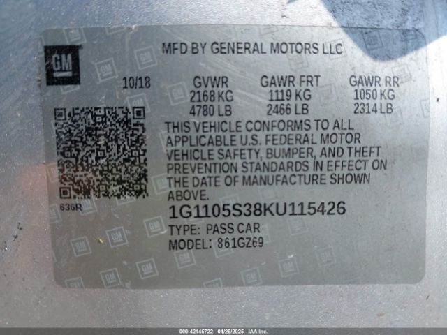 1G1105S38KU115426 Chevrolet Impala Premier
