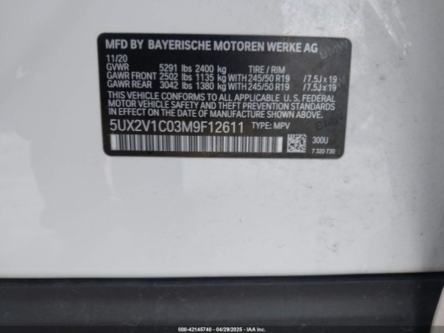 2021 BMW X4 5UX2V1C03M9F12611 Photo 8