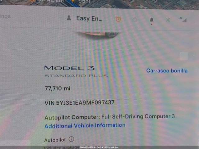 5YJ3E1EA9MF097437 Tesla Model 3 Standard Range Plus Rear-wheel Drive