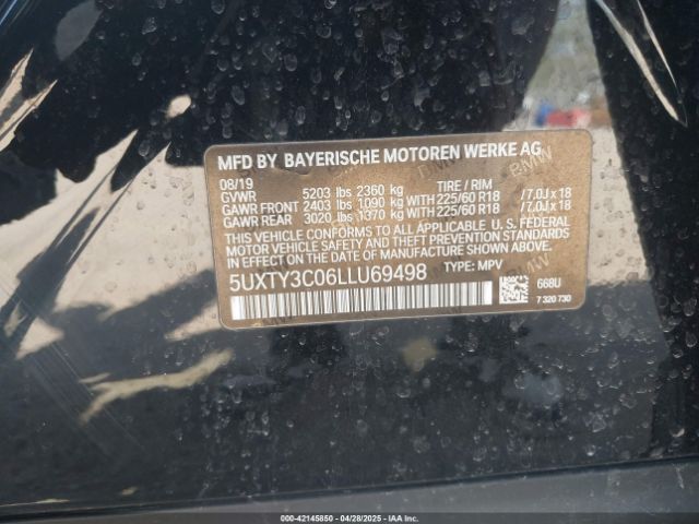 5UXTY3C06LLU69498 BMW X3 Sdrive30i