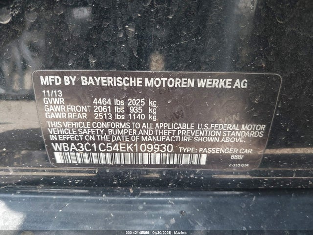 WBA3C1C54EK109930 BMW 328I