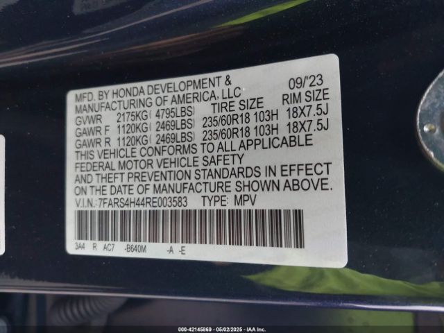 7FARS4H44RE003583 Honda Cr-v Ex Awd
