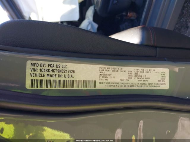 1C4SDHCT9NC217926 Dodge Durango R/t Rwd